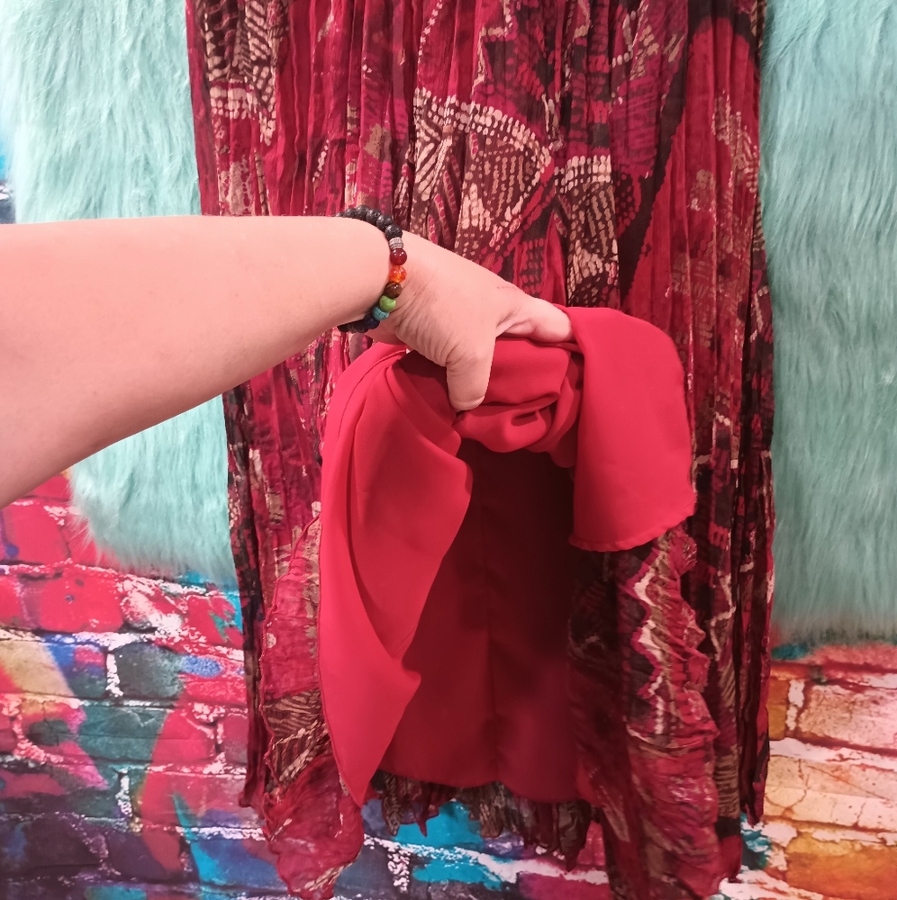 Ruby Rd Red And Tan Pattern Maxi Skirt Size 8 - image 2